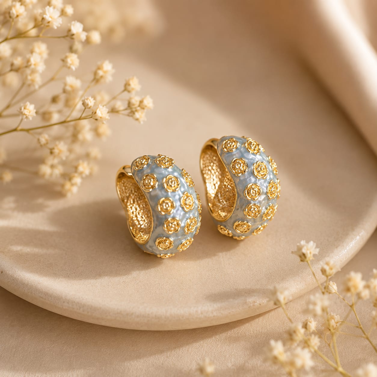 vintage rose hoop earrings styled to highlight romantic floral design with timeless appeal