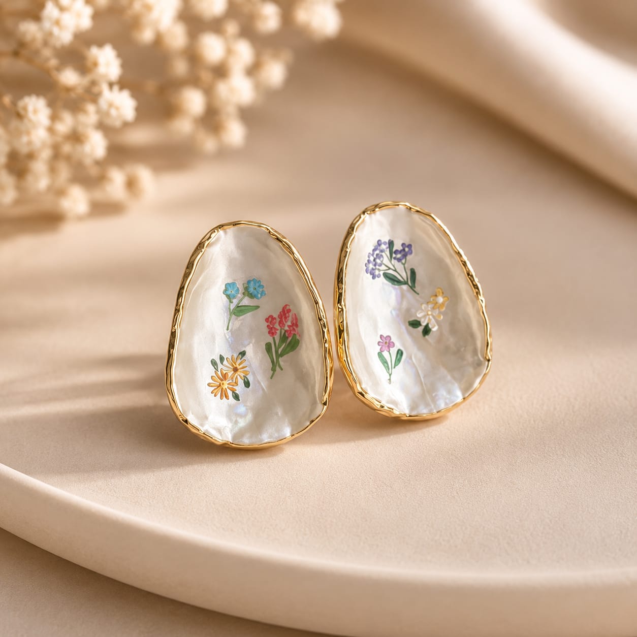 Botanical Pearl Stud Earrings