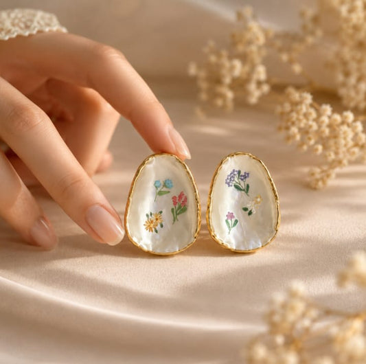 Botanical Pearl Stud Earrings
