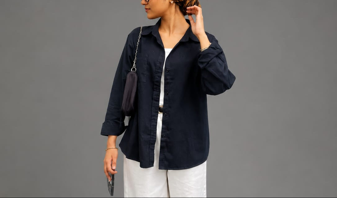 Lifestyle shot of person in NUR t shirt representing modern fashion, quality fabric, and effortless everyday wear