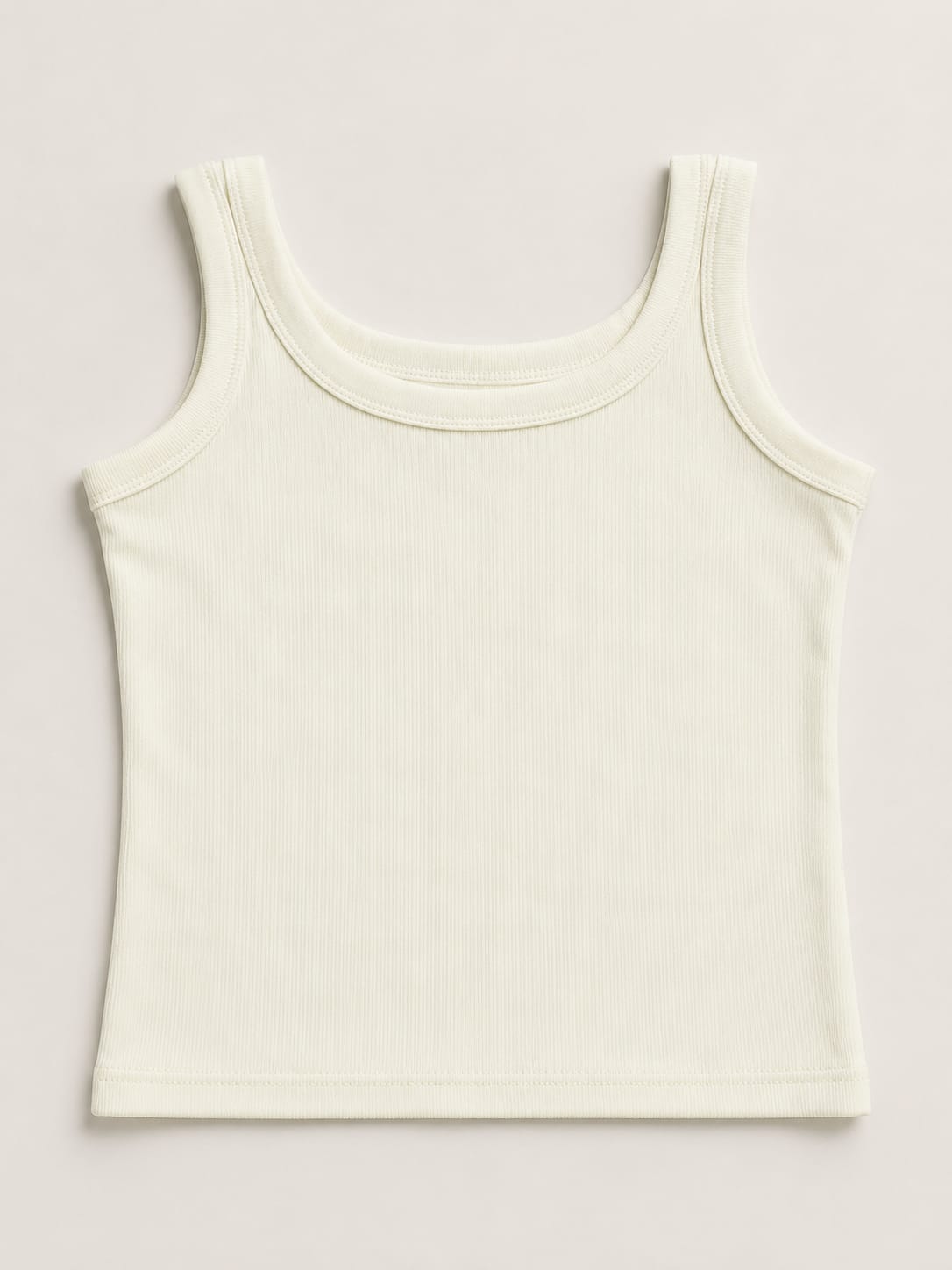 white ribbed tank top with a fitted stretch design and modern minimal style by NUR